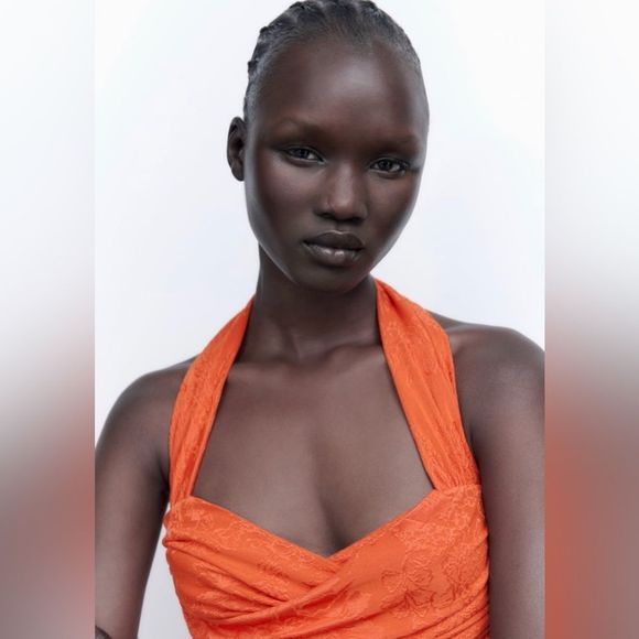 NWT ZARA DRAPED JACQUARD DRESS - Picture 4 of 10